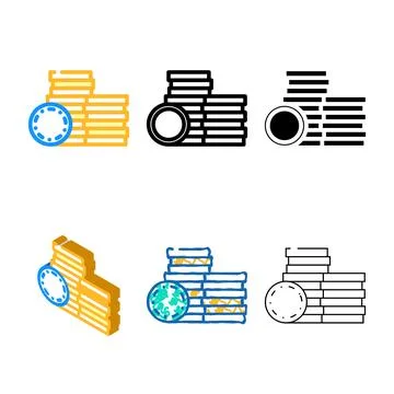 Stack gold money color icon vector variety Stock Illustration