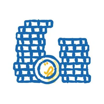 Stack gold money icon doodle illustration 스톡 일러스트