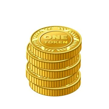Stack of gold One Token coin icon Illustrazione stock