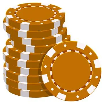 Stack of Gold Poker Chips Flat Vector Illustration Stock Illustration
