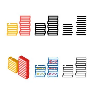Stack gold stylized coin color icon vector 스톡 일러스트