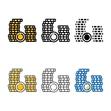 Stack gold stylized money color icon vector Stock Illustration