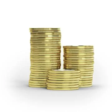 Stack of goldcoins isolated 库存插图