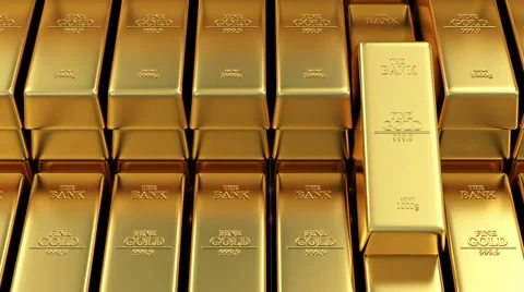 Stack of Golden Bars in the Bank Vault Abstract Background. Full HD Stock Footage 47465046