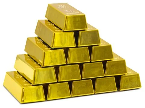 Stack of golden bars as a Financial concepts on white background Stock-Fotos