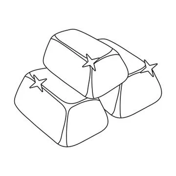 Stack of golden bars icon in outline style isolated on white background Stock Illustration