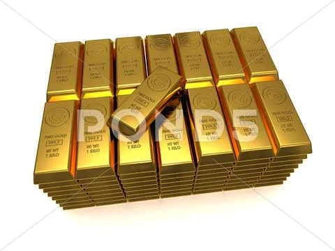 Stack of golden bars Stock Illustration