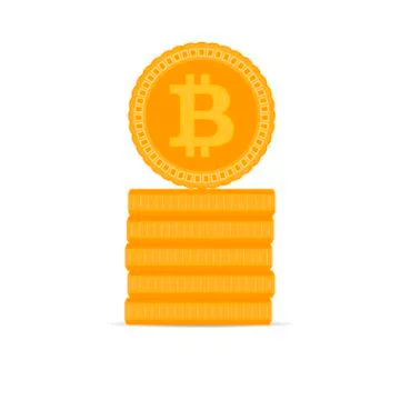 Stack of golden bitcoin coins Illustrazione stock