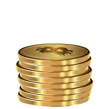 A stack of Golden bitcoin coins. Vector illustration. Stock Illustration