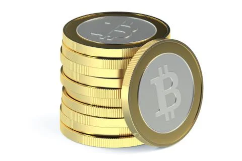Stack of Golden Bitcoins Stock Illustration
