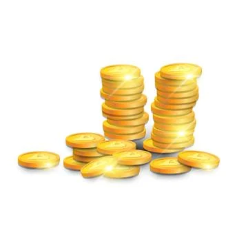 Stack Of Golden Bitcoins Isometric Design Modern Web Money Digital Currency Logo Stock Illustration