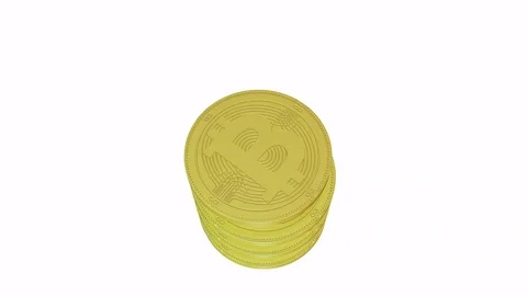 Stack of golden bitcoins rising and falling - 3d animation on white background. Stock Footage 83248243