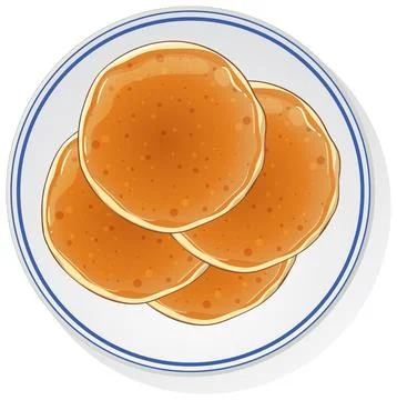Stack of Golden Brown Pancakes on White Plate イラスト素材