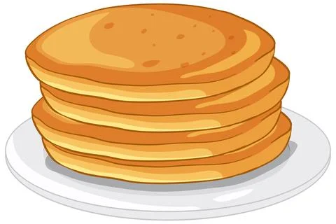 Stack of Golden Brown Pancakes on a White Plate Vector Illustration Stock Illustration