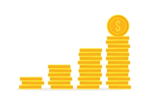 Stack of golden coin like income graph Stock Illustration