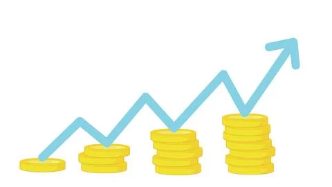 Stack of golden coin like income graph. cartoon flat style trend modern sim.. Stock-Illustration