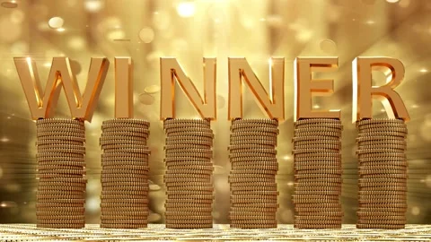 Stack of golden coin winner background and business or finance saving money Vídeos de archivo 334028653