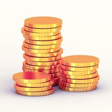 Stack of golden coins 3d render Stock Illustration