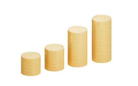 Stack of golden coins, 3d rendering. 스톡 일러스트