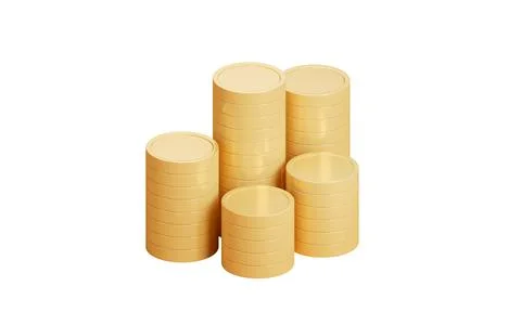 Stack of golden coins, 3d rendering. Stock Illustration