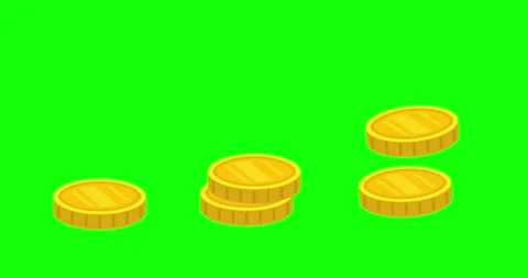 Stack of Golden coins falling. Gold, Money falling Down, Green screen Stock Footage 153960328