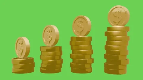Stack of Golden Coins on Green Screen Video stock 329754022