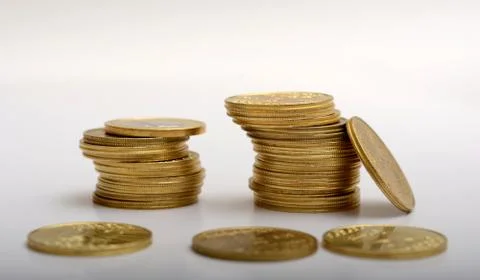 Stack of Golden Coins on Isolated background Stock Photos