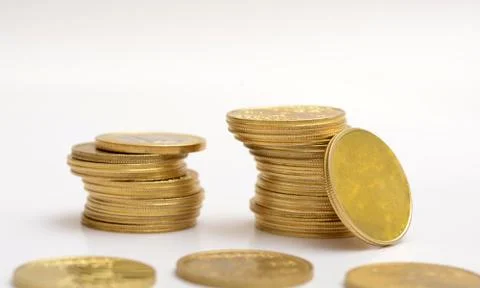 Stack of Golden Coins on Isolated background Stock Photos