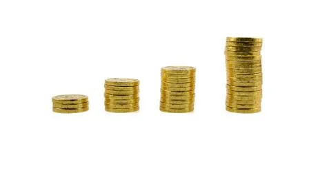 Stack of golden coins isolated Foto stock
