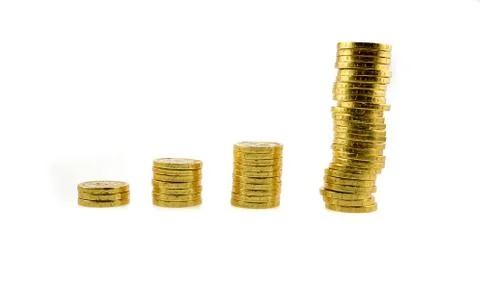 Stack of golden coins isolated Stock Photos