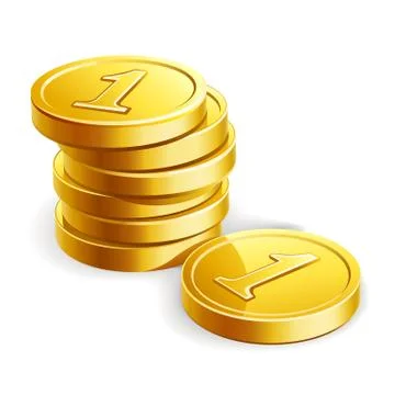 Stack of golden coins isolated on white Illustrazione stock