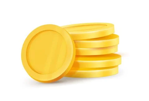 Stack of golden coins isolated on white background. 3d vector illustration Stock Illustration
