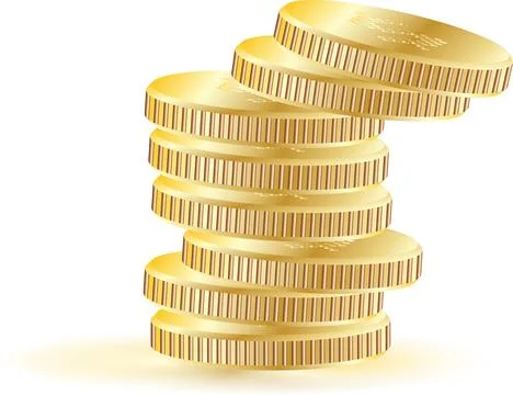 Stack of Golden Coins vector illustration, isolated dollar cash currency icon Ilustración de archivo