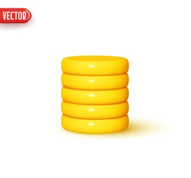 Stack of golden coins. Yellow pile money coin. Realistic 3d design element In Stock Illustration