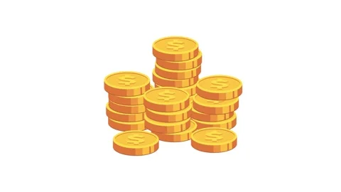 Stack of golden dollar coins animated Stock Footage 330498261