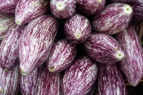 Stack of graffiti eggplants 스톡 사진