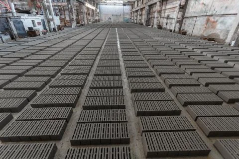 Stack of gray bricks Foto stock