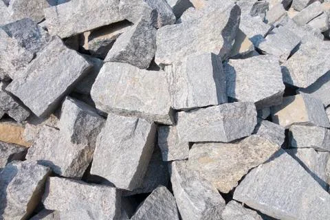 Stack of gray color stones for building the house Stockfoto's