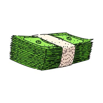 Stack of green banknotes representing financial success and wealth Illustrazione stock