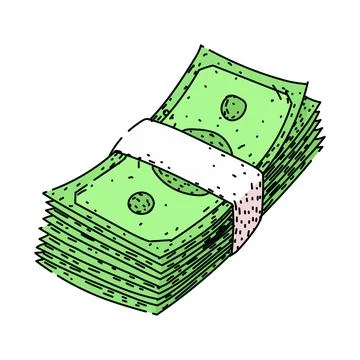 Stack of green banknotes showing financial wealth and savings Illustrazione stock