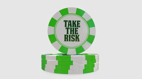 Stack of Green Casino Chips with Take the Risk Text With Allpha Channel. Vídeos de archivo 344680390