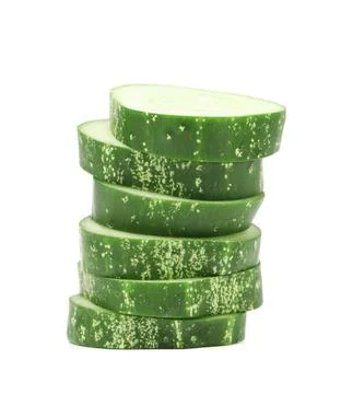  Stack of green cucumber. Stack of green cucumber. Isolated on a white bac... 스톡 사진
