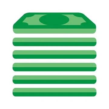 Stack of green dollar banknote flat icon, representing wealth and profit. D.. Stock Illustration