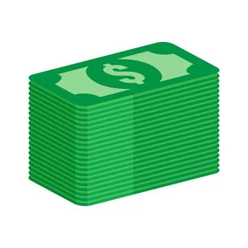 Stack of green dollar banknote flat icon, representing wealth and profit. D.. Ilustración de archivo