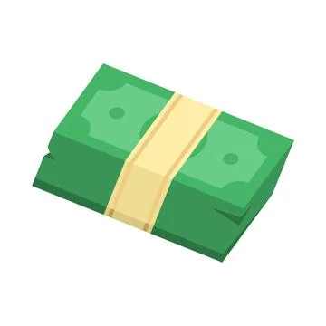 Stack of green dollar bills illustration isolated on white background Stock Illustration