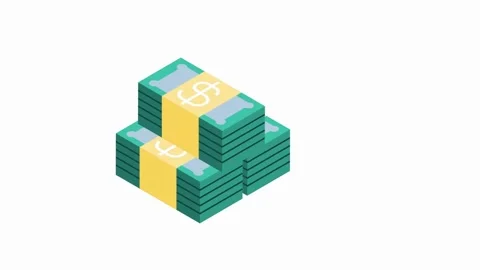 Stack of green dollar bills with a yellow band and dollar sign money currency Stock Footage 320102894