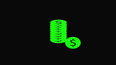 Stack of Green Dollar Coins and Single Coin on Black Background money curre.. Stock Footage 321590472