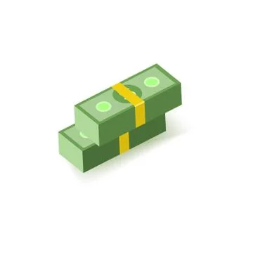 Stack of green dollar paper banknotes in packs of one hundred notes. Stock Illustration