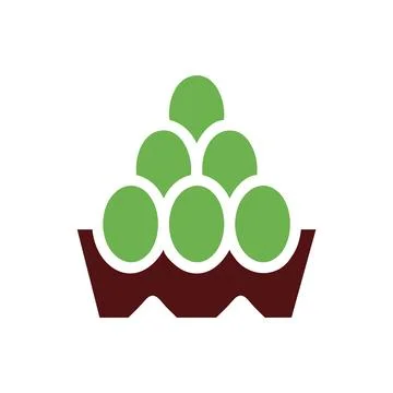 Stack of Green Eggs in a Cardboard Carton.  Fresh Produce, Food, Eggs, Farm.. イラスト素材