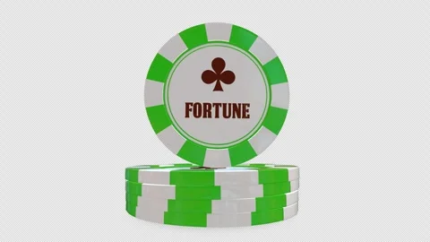 Stack of Green Fortune Casino Poker Chips 3D Render with Alpha Channel. Video stock 343431751